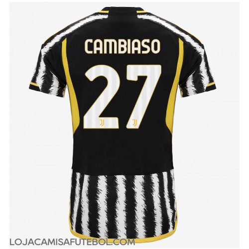 Camisa de Futebol Juventus Andrea Cambiaso #27 Equipamento Principal 2023-24 Manga Curta